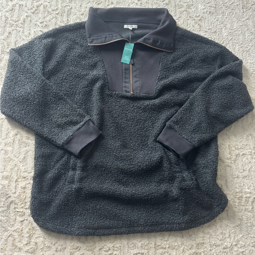 Maurices Charcoal Gray Quarter Zip Sherpa Tunic size xl